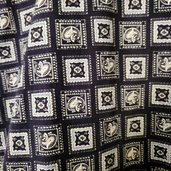 Men's Chaps Ralph Lauren XL Button Down Short Sleeve Navy Blue Paisley Squares - Picture 4 of 10